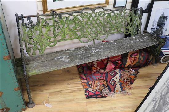 A Victorian cast iron garden bench W.190cm